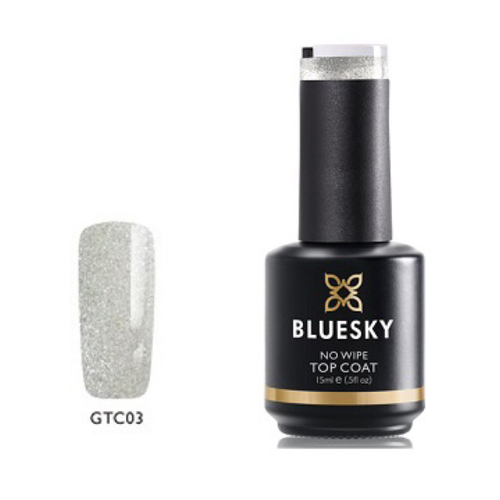 BLUESKY Esmalte Gel Top Coat Sin capa de inhibición GTC03 con microglitter