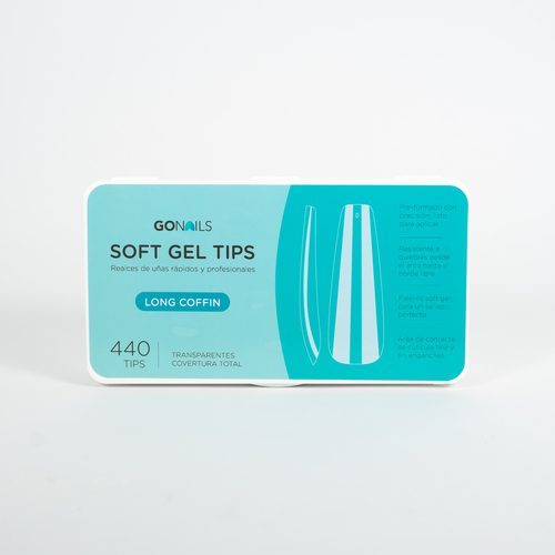 Go Nails Soft Gel tips - Long Coffin (440 unidades)