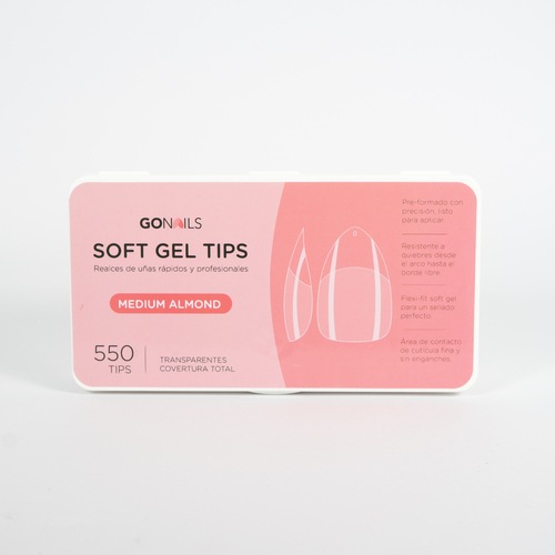Go Nails Soft Gel tips - Medium Almond (Pre-limados) (550 unidades) (ex JP-210)